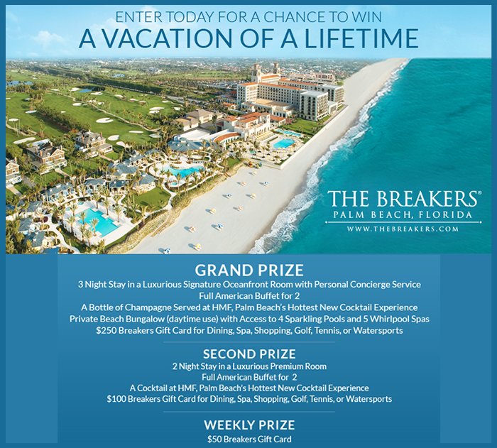 Win a Vacation of a Lifetime to The Breakers Palm Beach